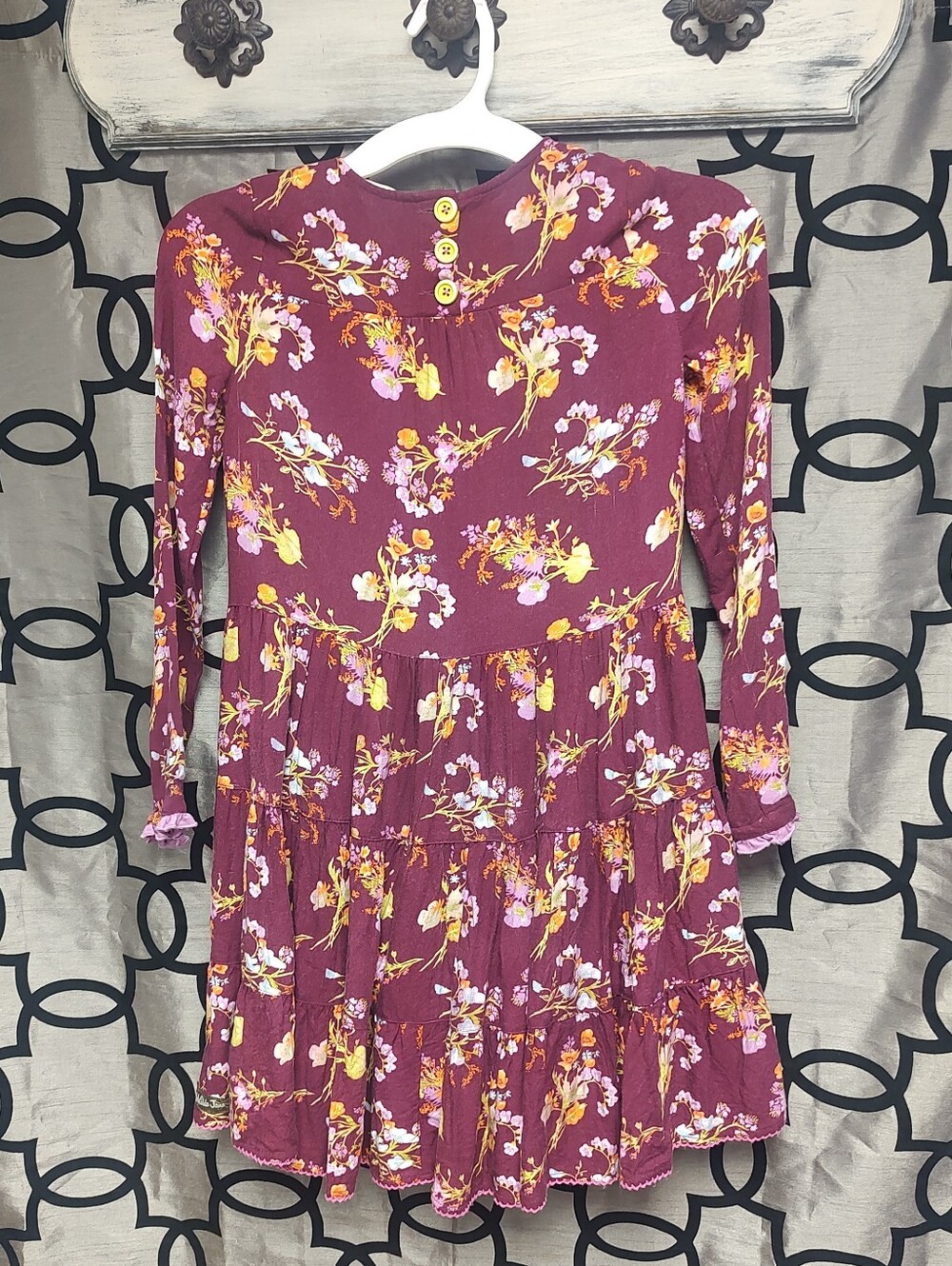 Matilda Jane Size 10 Twirl Me Floral Long-Sleeve Tiered Dress - Picture 4 of 7